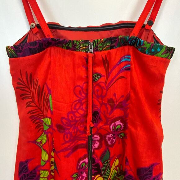 Nanette Lepore Tropical Silk Red Floral Convertible Mini Dress Women's Size 4 - Picture 4 of 9